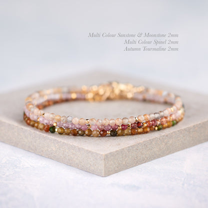 Dainty Autumn Tourmaline Gemstone Bracelet