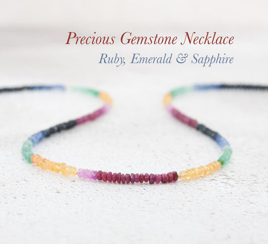 Dainty Precious Gemstone Necklace (Ruby, Emerald and Blue, Pink & Yellow Sapphire)