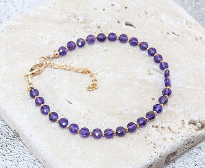 Amethyst Dainty Coin Bead Bracelet