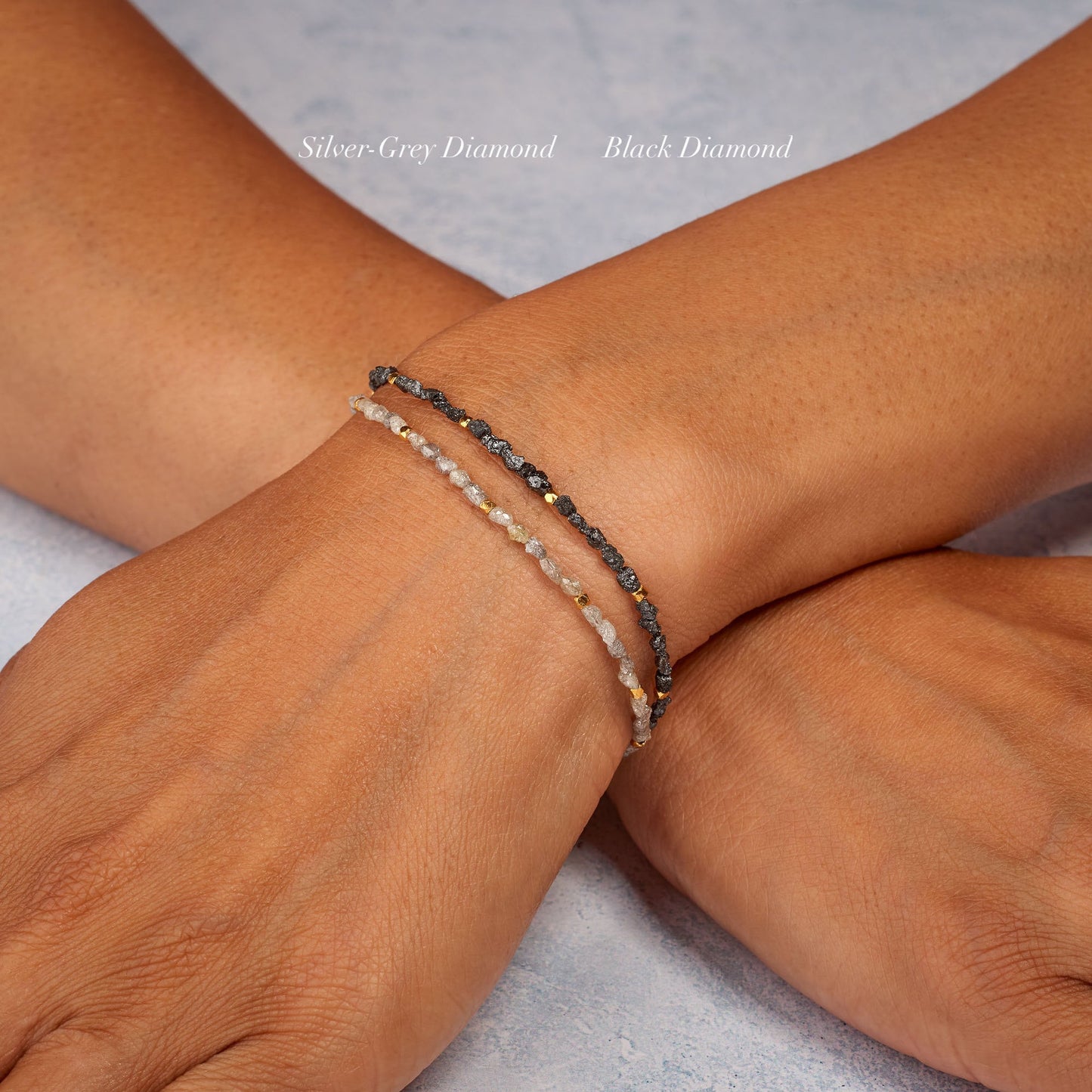 Raw Silver-Grey Diamond Dainty Bracelet