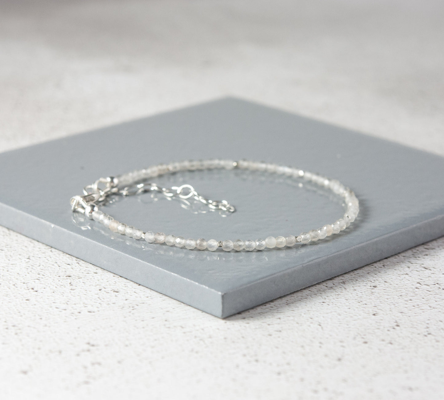 Dainty Grey Moonstone Gemstone Bracelet