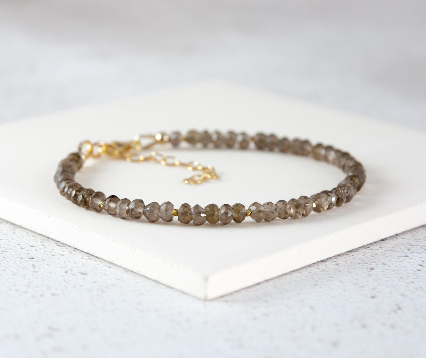 Dainty Smoky Quartz Gemstone Bracelet