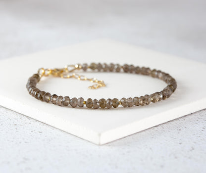 Dainty Smoky Quartz Gemstone Bracelet