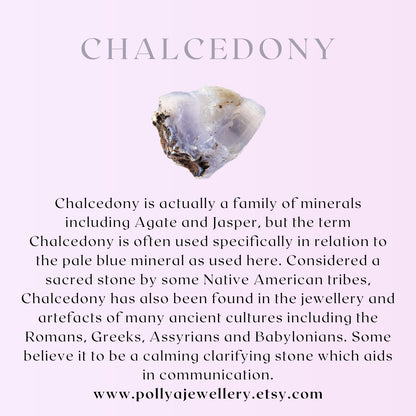 Dainty Chalcedony Gemstone Stud Earrings
