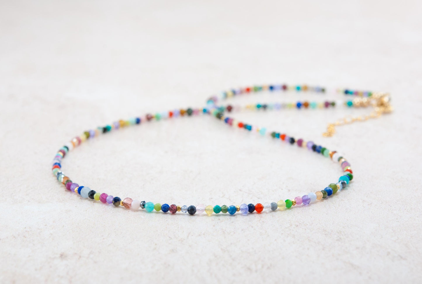 Dainty Rainbow Multi Gemstone Necklace