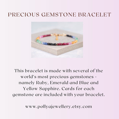 Dainty Precious Gemstone Bracelet (Ruby, Emerald and Blue, Pink & Yellow Sapphire)