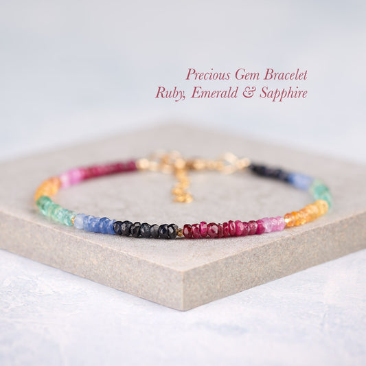 Dainty Precious Gemstone Bracelet (Ruby, Emerald and Blue, Pink & Yellow Sapphire)