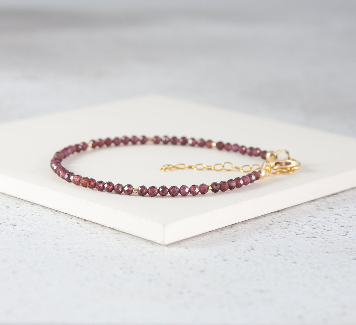 Dainty Red Garnet Gemstone Bracelet