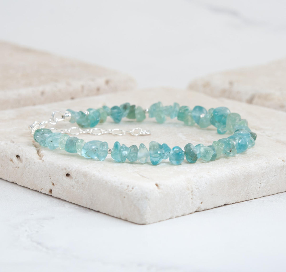 Raw Aqua Apatite Gemstone Bracelet