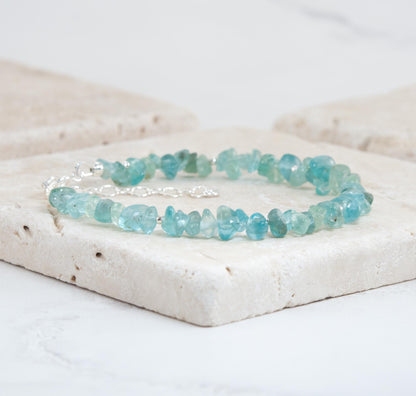 Raw Aqua Apatite Gemstone Bracelet