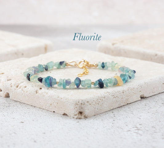 Raw Fluorite Gemstone Bracelet
