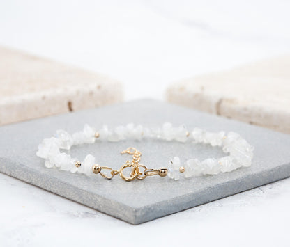 Raw Rainbow Moonstone Gemstone Bracelet
