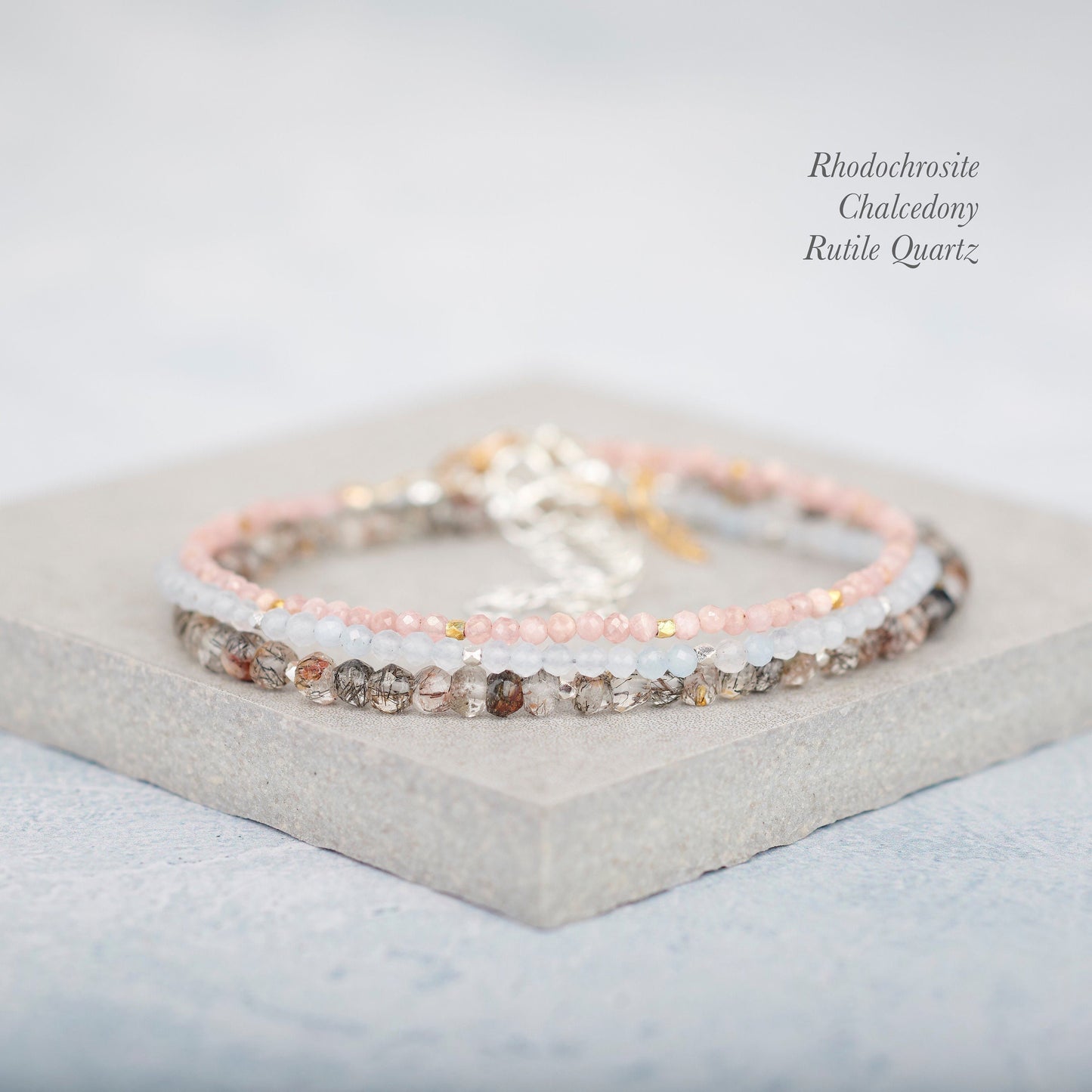 Rhodochrosite Dainty Gemstone Bracelet