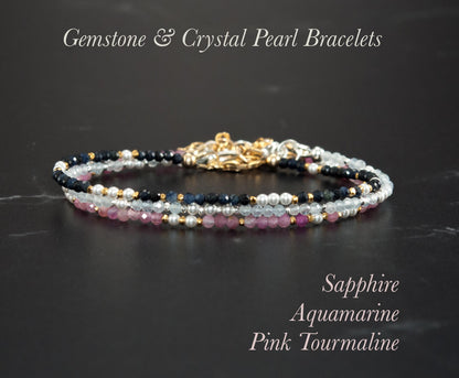 Dainty Sapphire & Pearl Bracelet