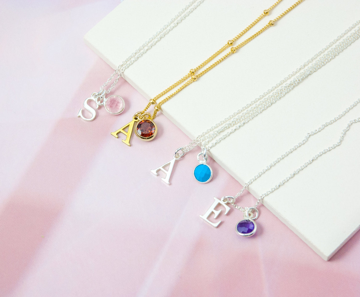 Initial & Turquoise December Birthstone Necklace
