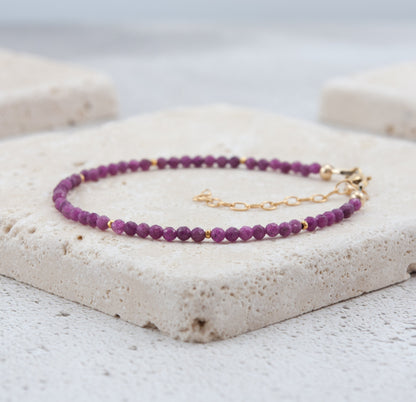 Dainty Pink Ruby Gemstone Bracelet