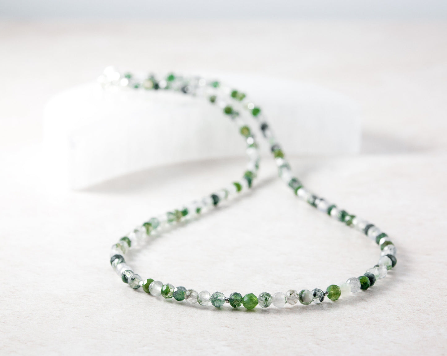 Moss Agate Dainty Gemstone Bracelet