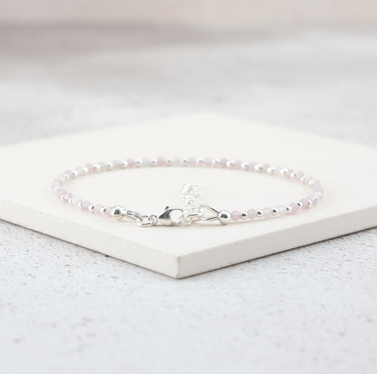 Rose Quartz & Sterling Silver or Gold Fill Bead Bracelet