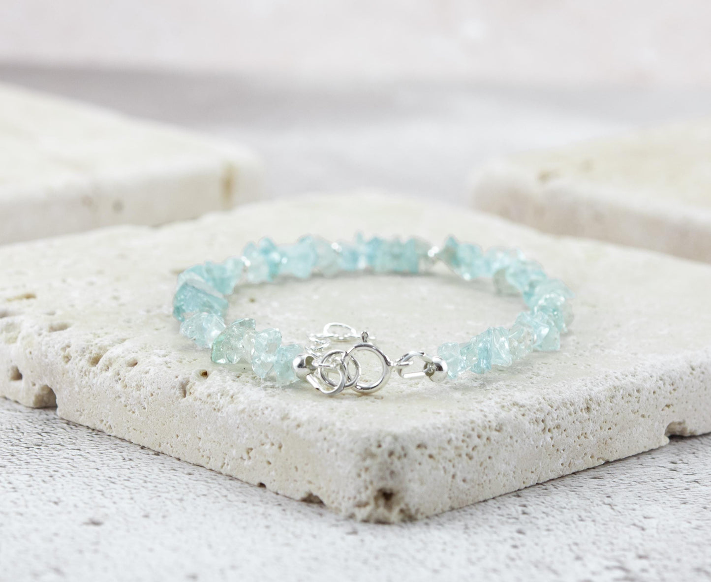 Raw Aquamarine Gemstone Bracelet