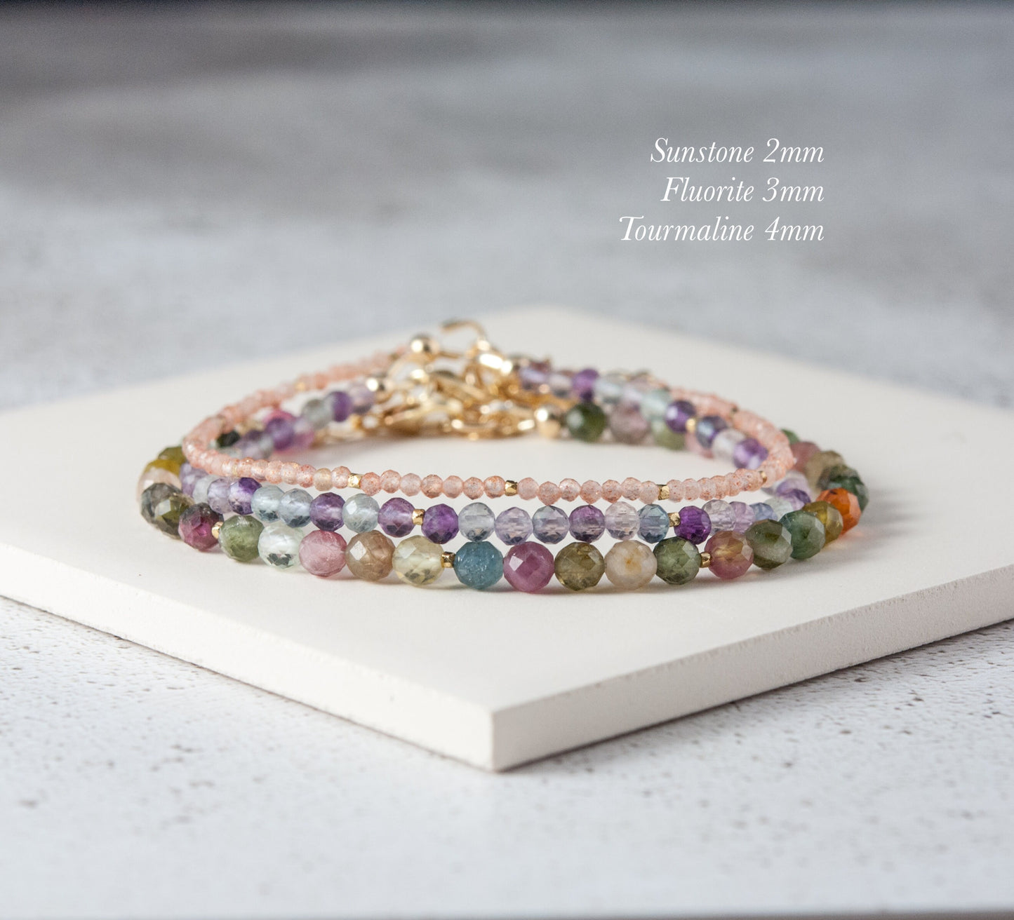 Dainty Sunstone Gemstone Bracelet (2mm)