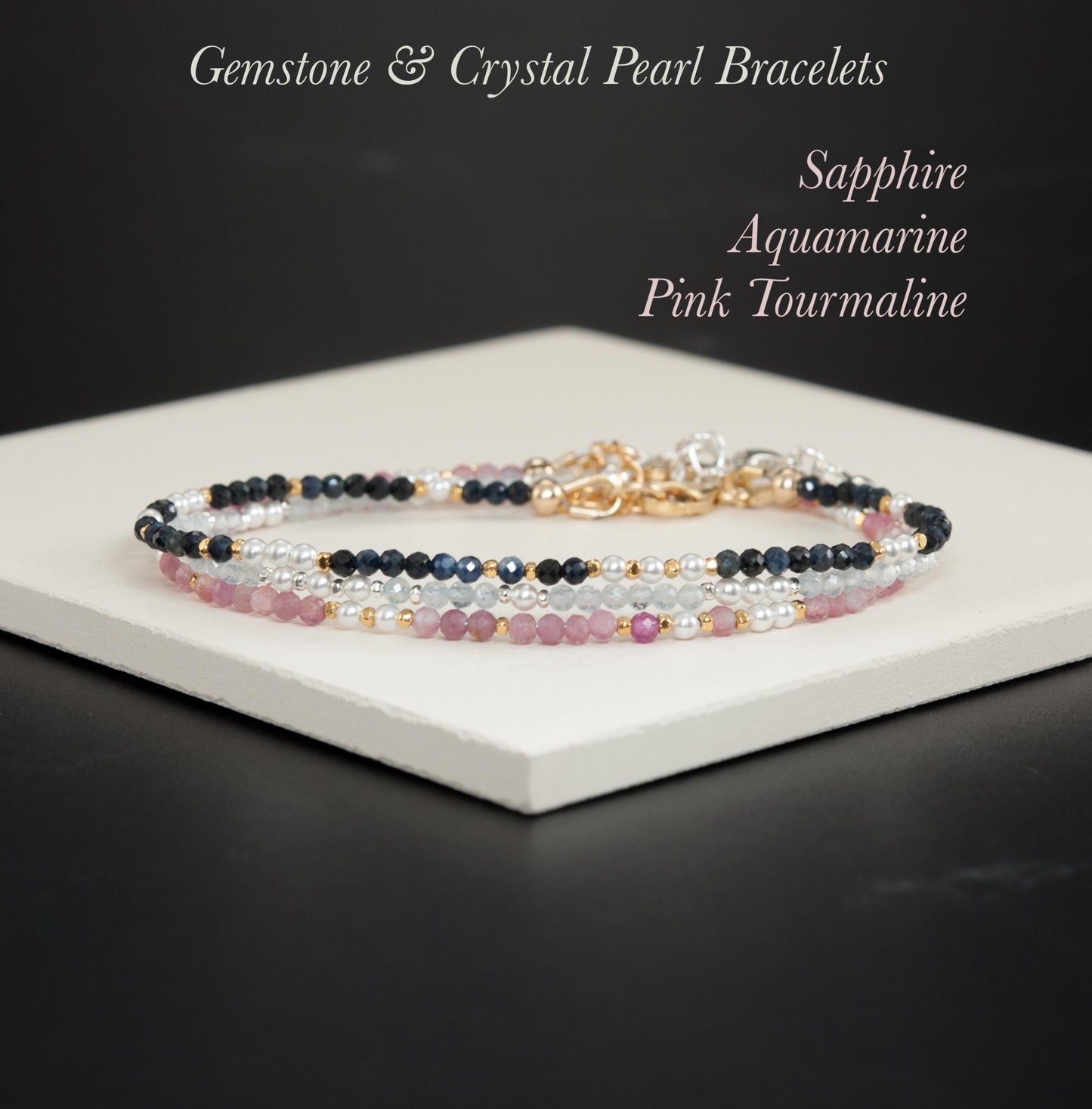Dainty Sapphire & Pearl Bracelet