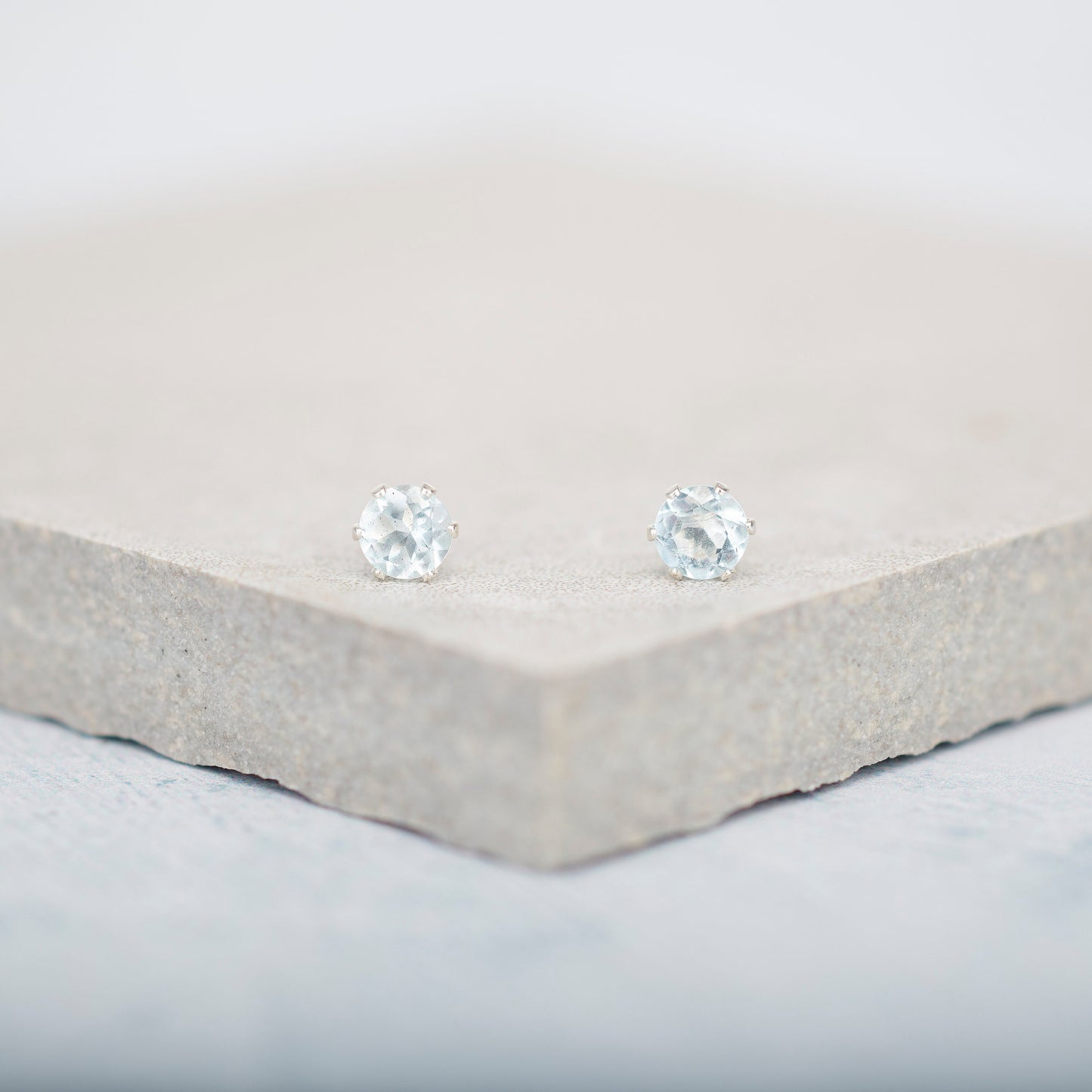 Dainty Aquamarine Stud Earrings