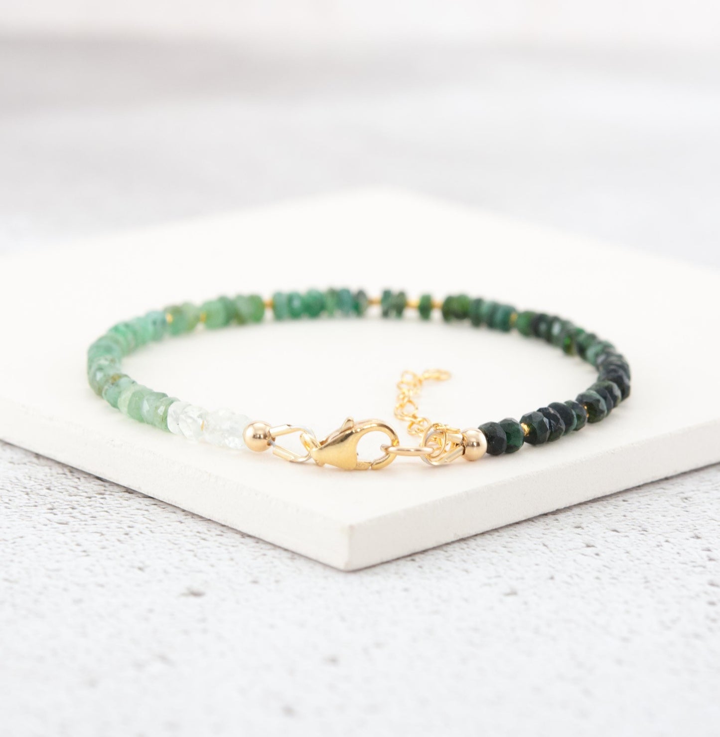 Dainty Ombre / Shaded Emerald Bracelet