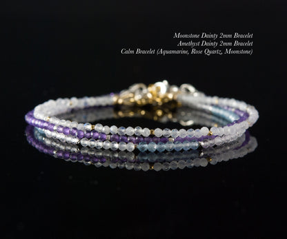 Dainty Rainbow Moonstone Gemstone Bracelet