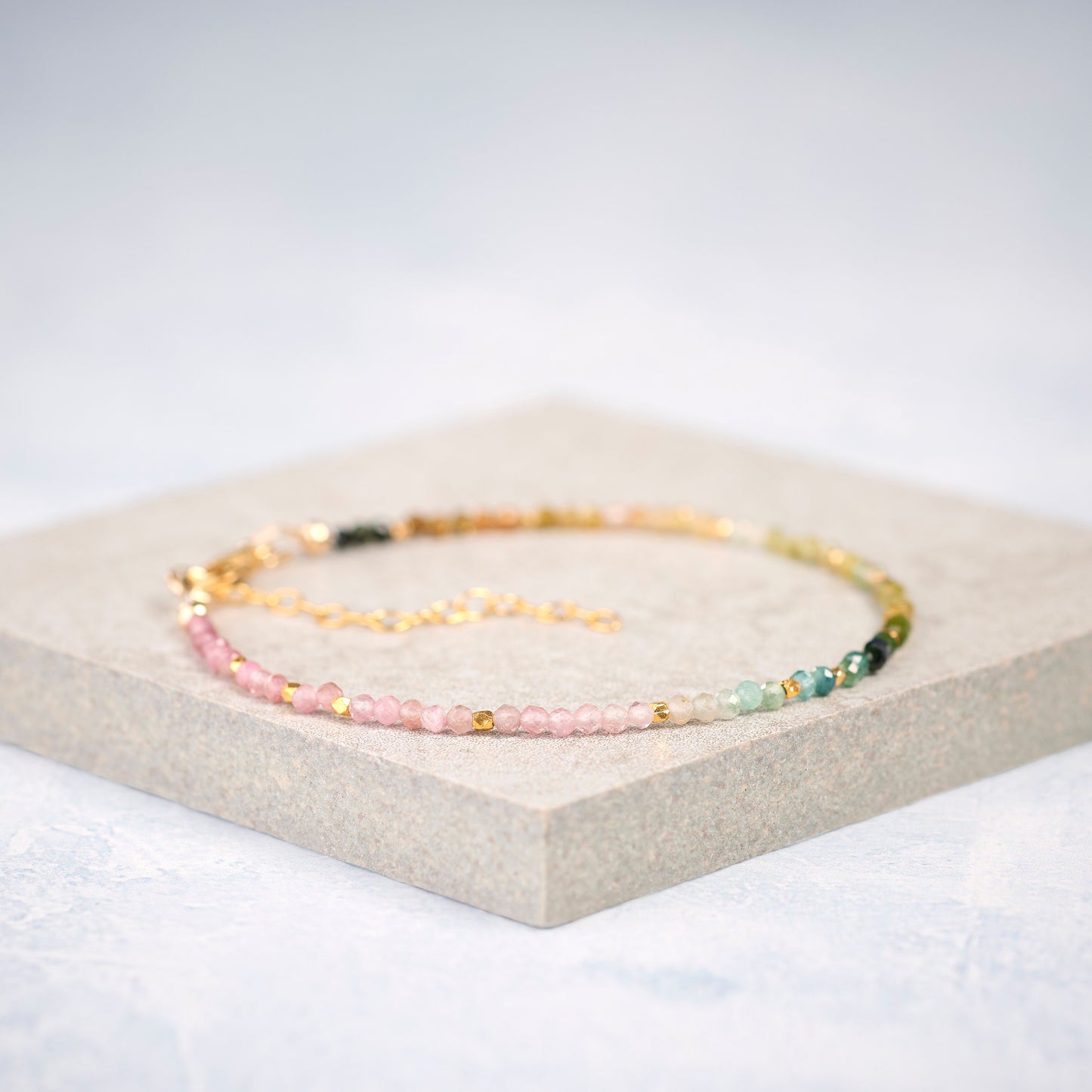 Dainty Watermelon Tourmaline Gemstone Bracelet