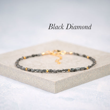 Raw Black Diamond Dainty Gemstone Bracelet