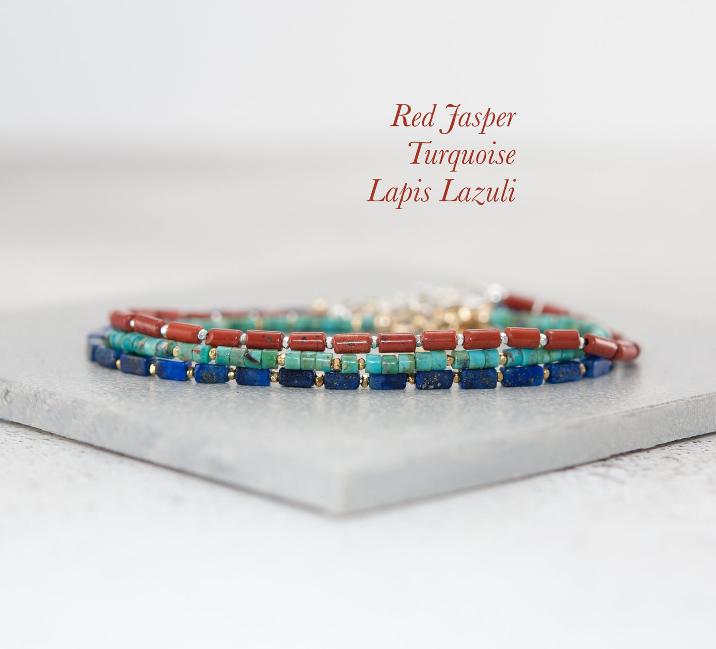 Dainty Lapis Lazuli Gemstone Tube Bead Bracelet