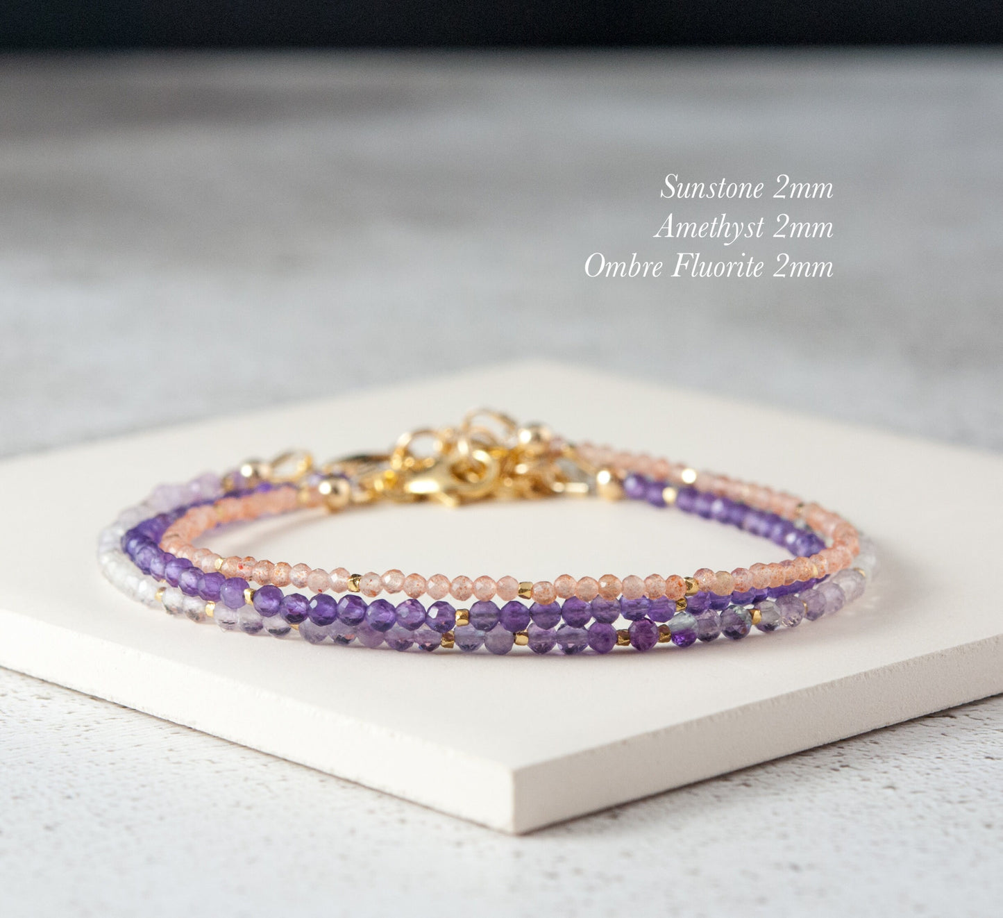 Dainty Sunstone Gemstone Bracelet (2mm)