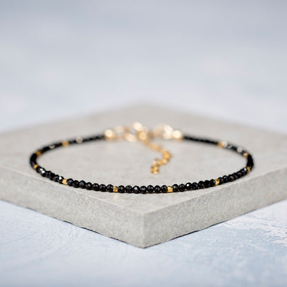 Dainty Black Spinel Gemstone Necklace