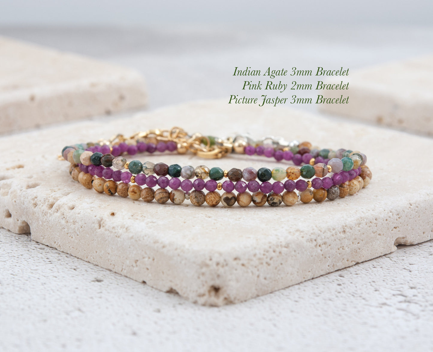 Dainty Pink Ruby Gemstone Bracelet