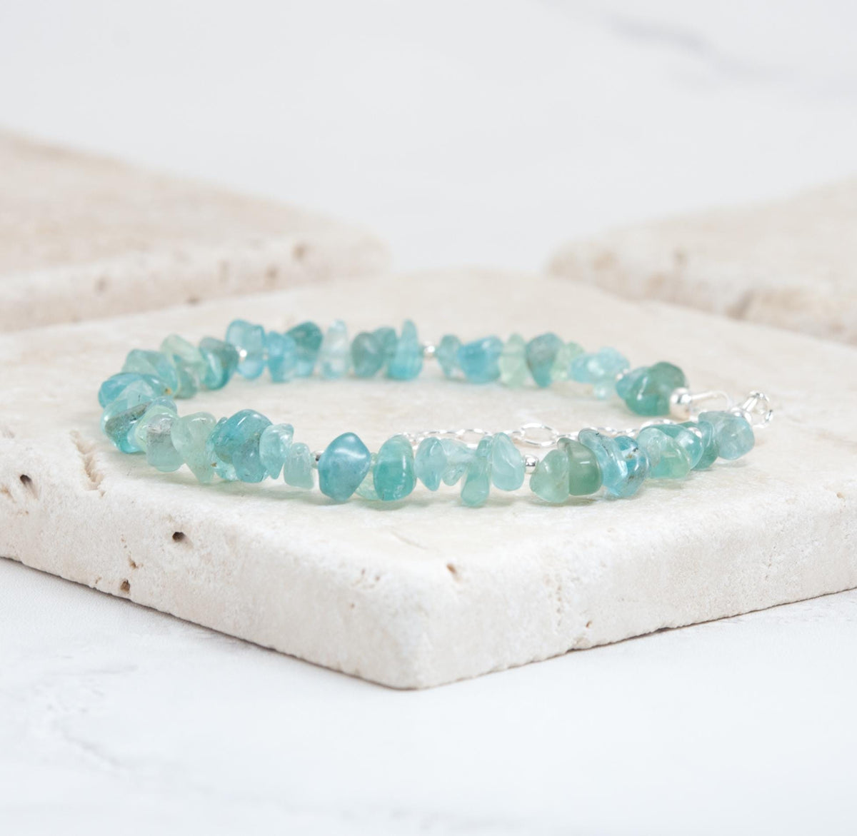 Raw Aqua Apatite Gemstone Bracelet