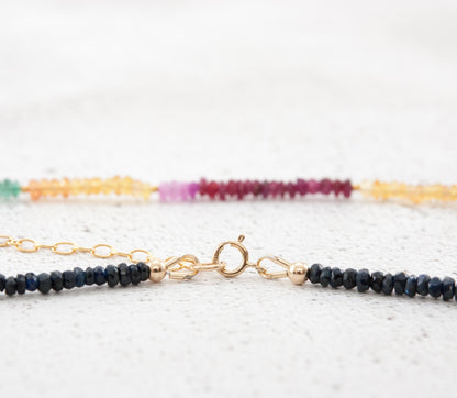 Dainty Precious Gemstone Necklace (Ruby, Emerald and Blue, Pink & Yellow Sapphire)
