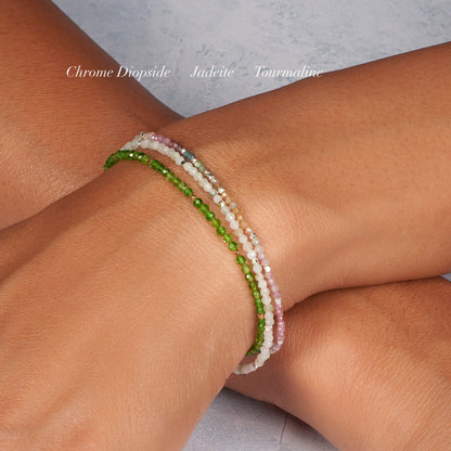 Chrome Diopside Dainty Gemstone Bracelet (AAA Grade)