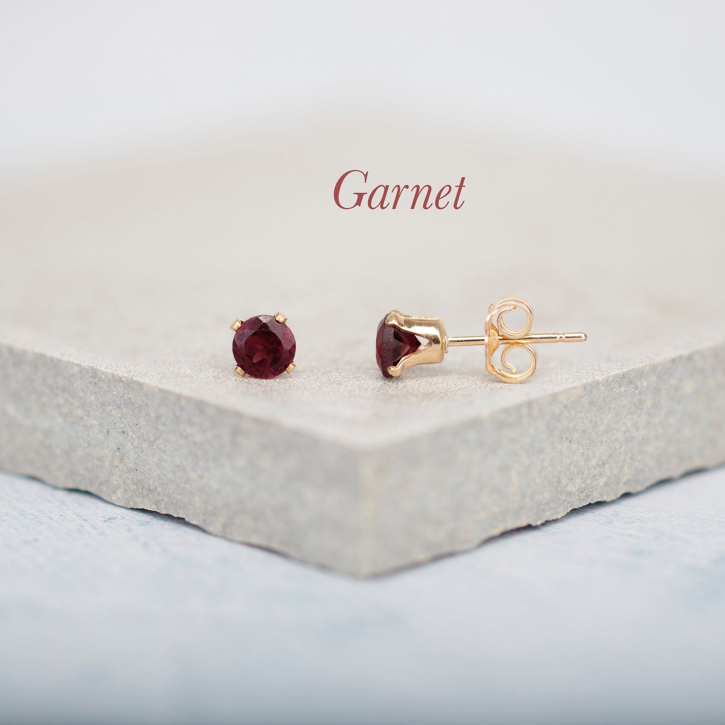 Dainty Garnet Stud Earrings