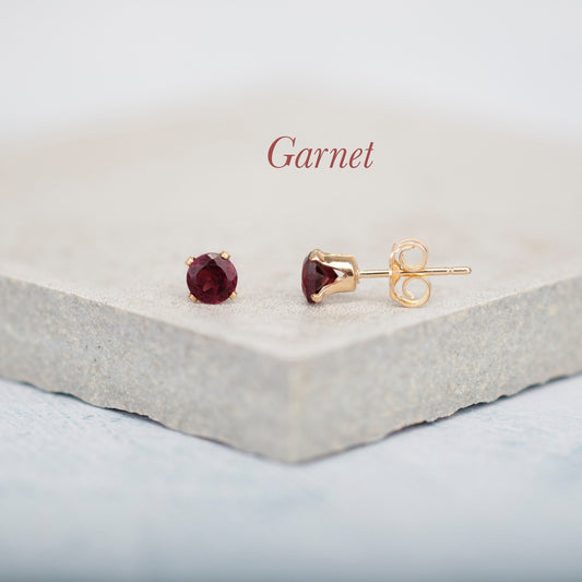 Dainty Garnet Stud Earrings