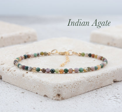 Dainty Indian Agate Gemstone Bracelet