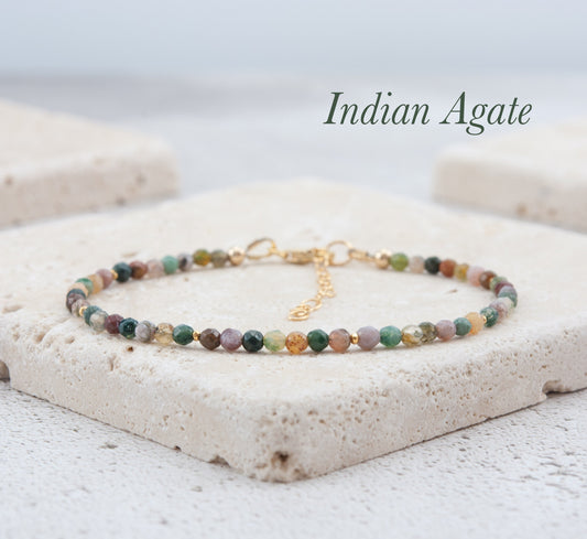 Dainty Indian Agate Gemstone Bracelet