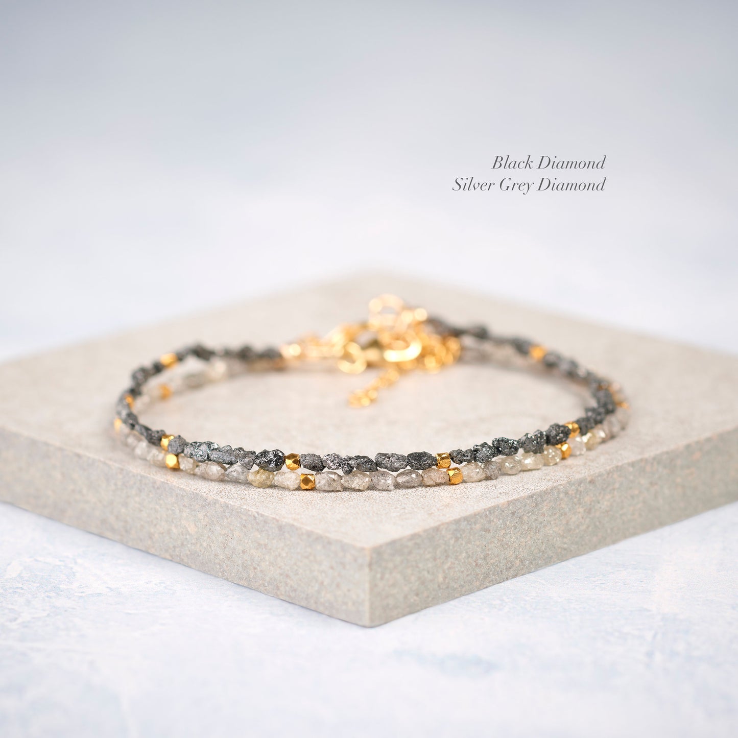 Raw Silver-Grey Diamond Dainty Bracelet