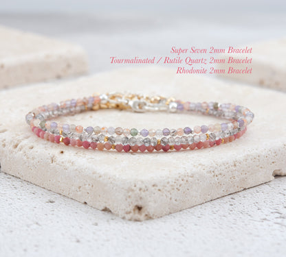 Dainty Rhodonite Gemstone Bracelet