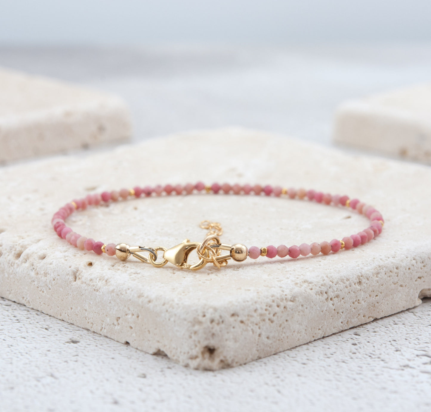 Dainty Rhodonite Gemstone Bracelet