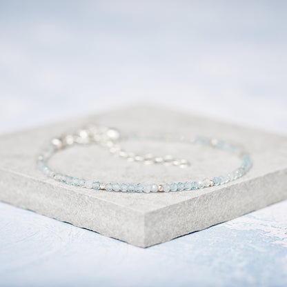 Dainty Aquamarine Gemstone Bracelet