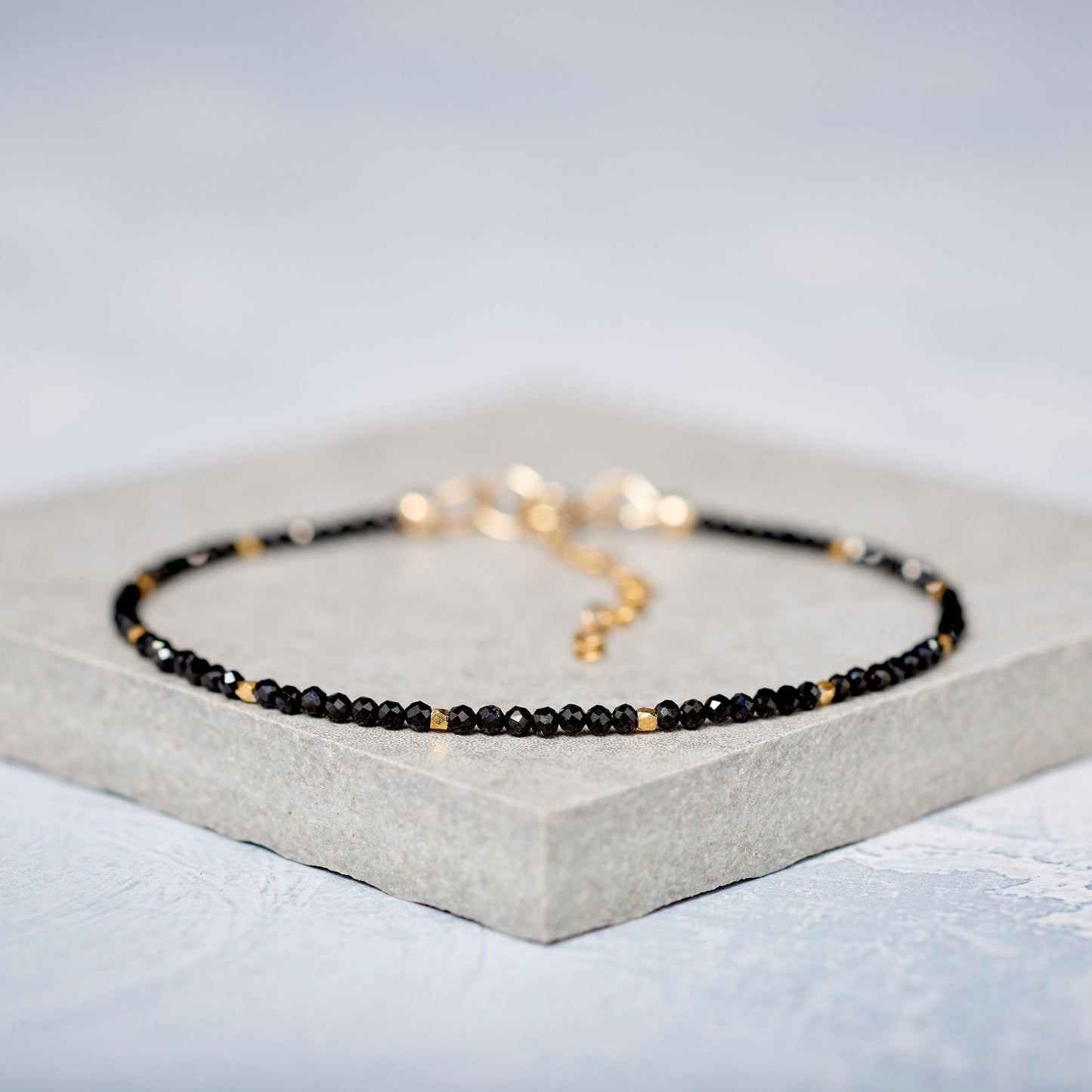 Black Spinel Dainty Gemstone Bracelet