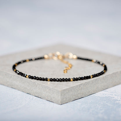 Black Spinel Dainty Gemstone Bracelet