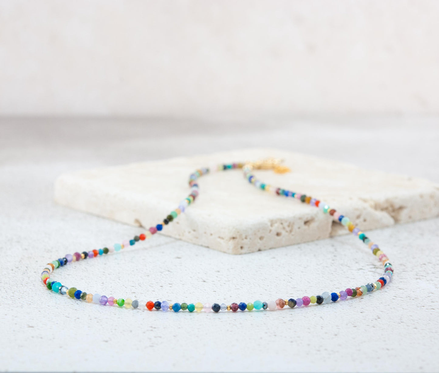 Dainty Rainbow Multi Gemstone Necklace