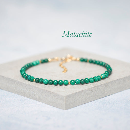 Dainty Malachite Gemstone Bracelet
