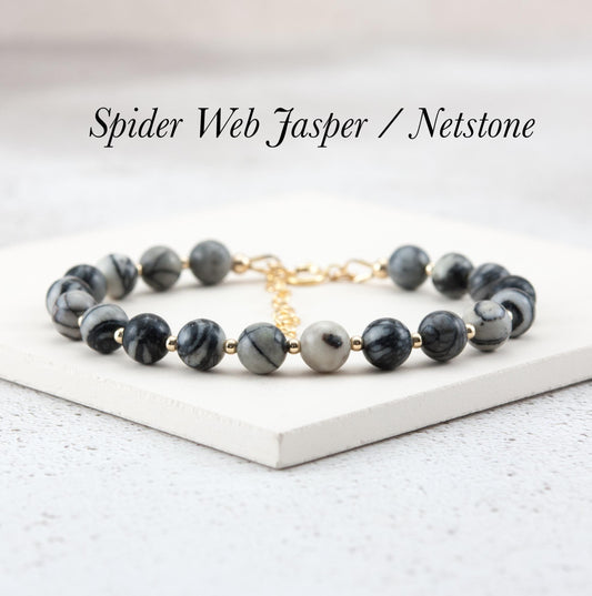 Netstone / Spider Web Jasper Gemstone Bracelet